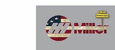 Miller Welding American Flag Imposed Sticker Decal Die Cut 5.25 X 13 P78