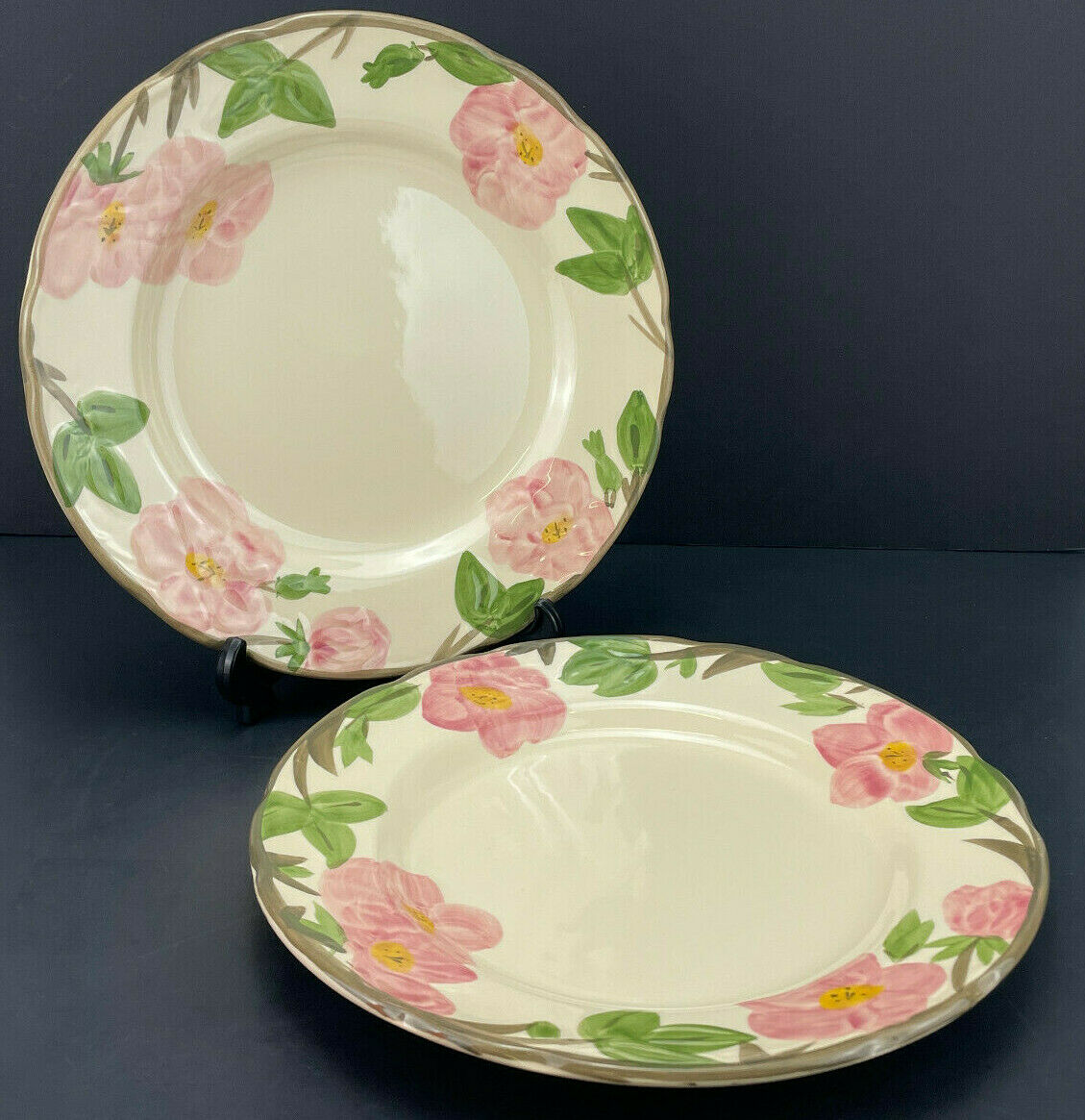Vintage Set Of 2 Franciscan Desert Rose 10 7/8" Dinner Plates - Made In England!