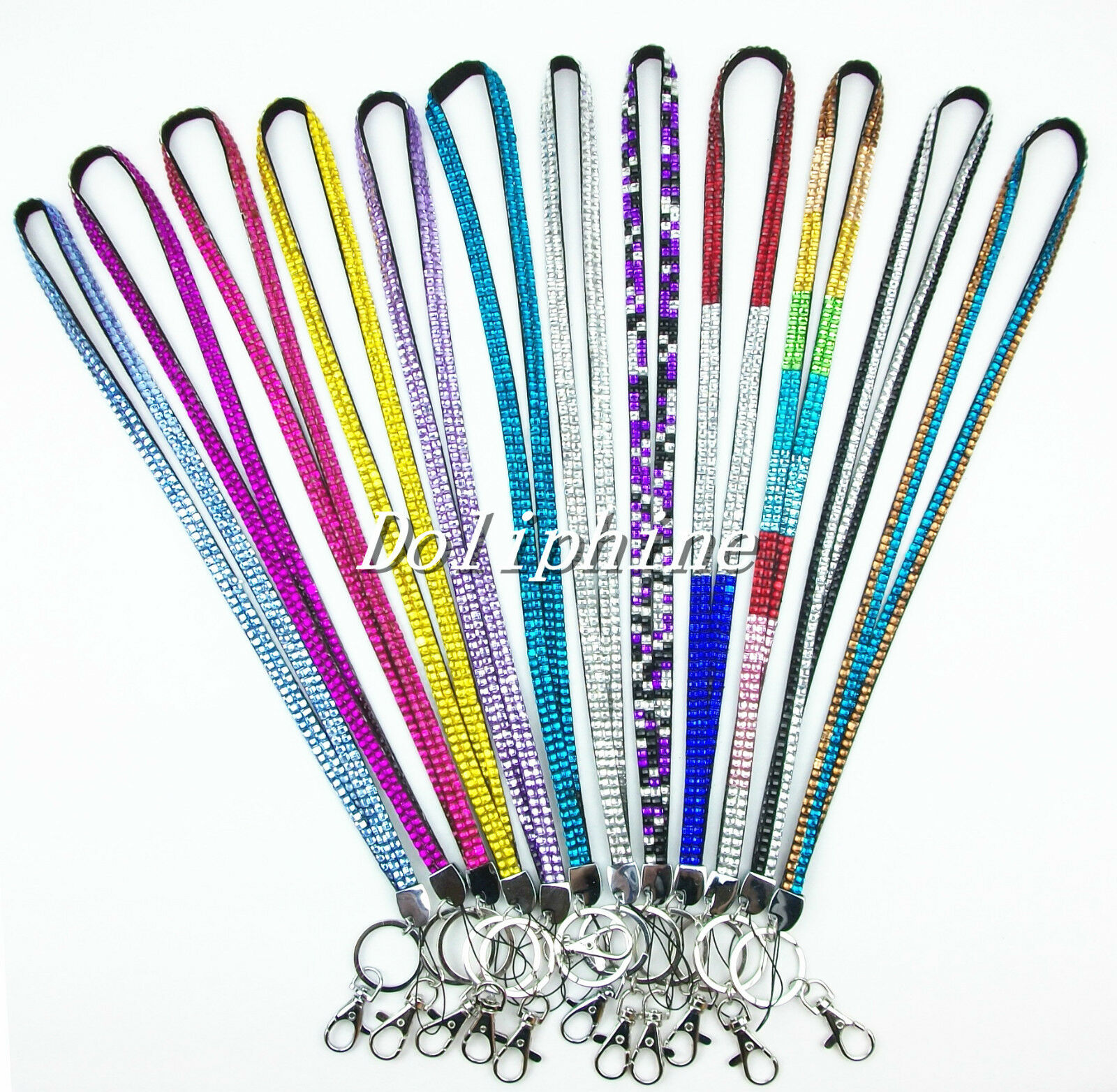 Multi-colors Crystal Rhinestone Neck Lanyard Key Chain And Combined Shipping