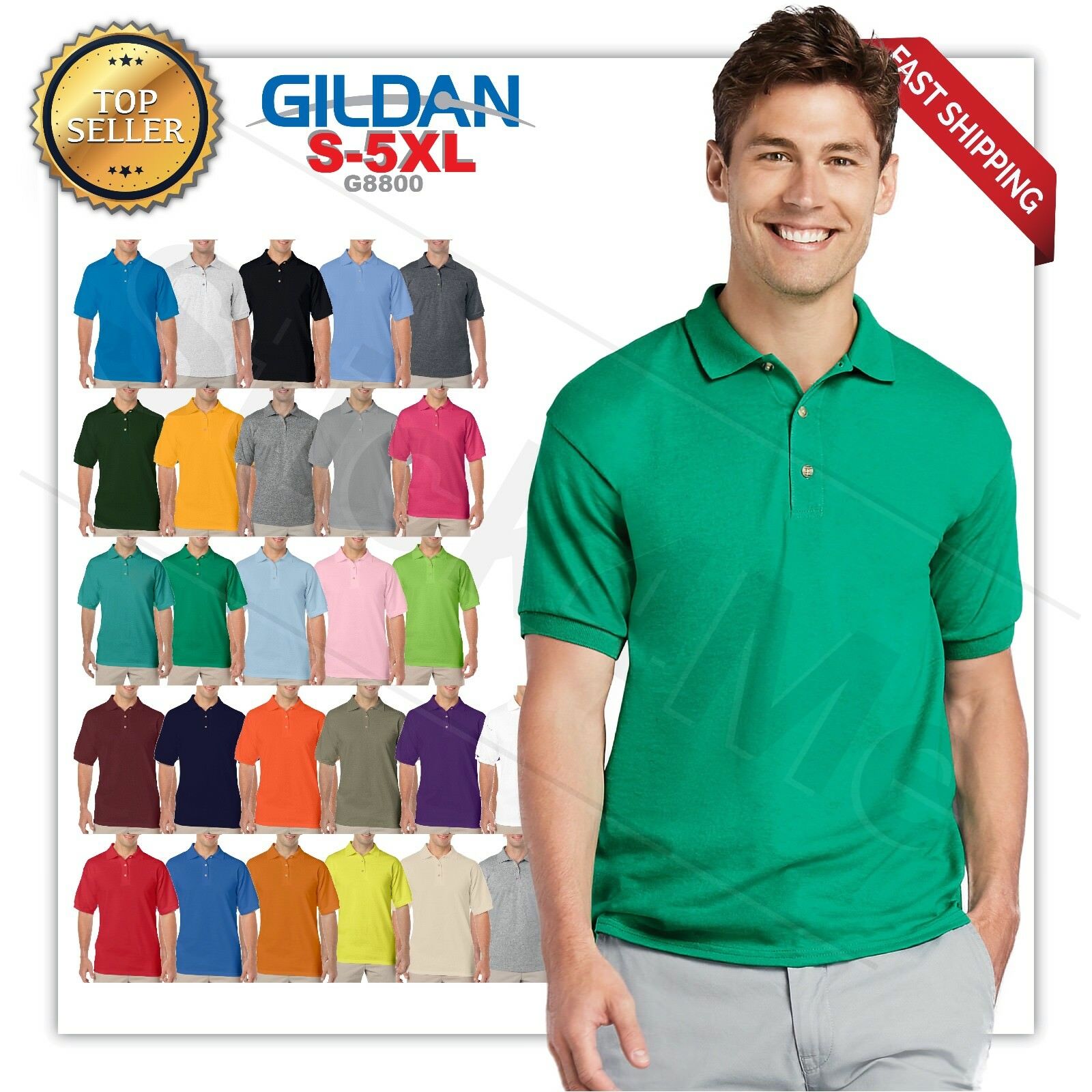 Gildan Dryblend Mens Polo Golf Sport Shirt Jersey T-shirt 8800 Nwot Size S-5xl